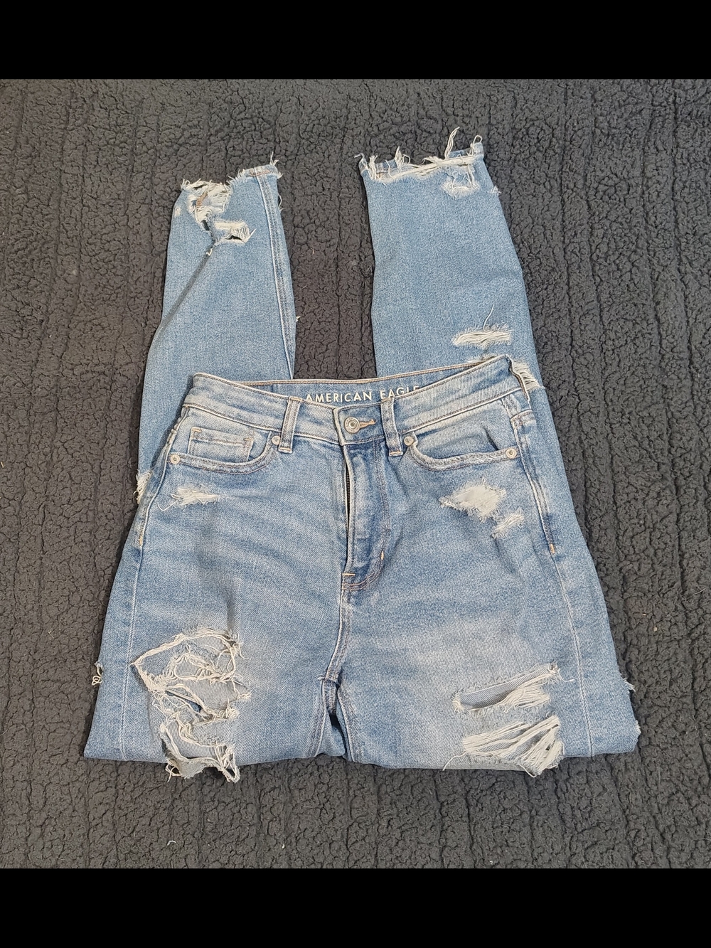 American Eagle Outfitters Distressed Light Blue High-Rise Jeans